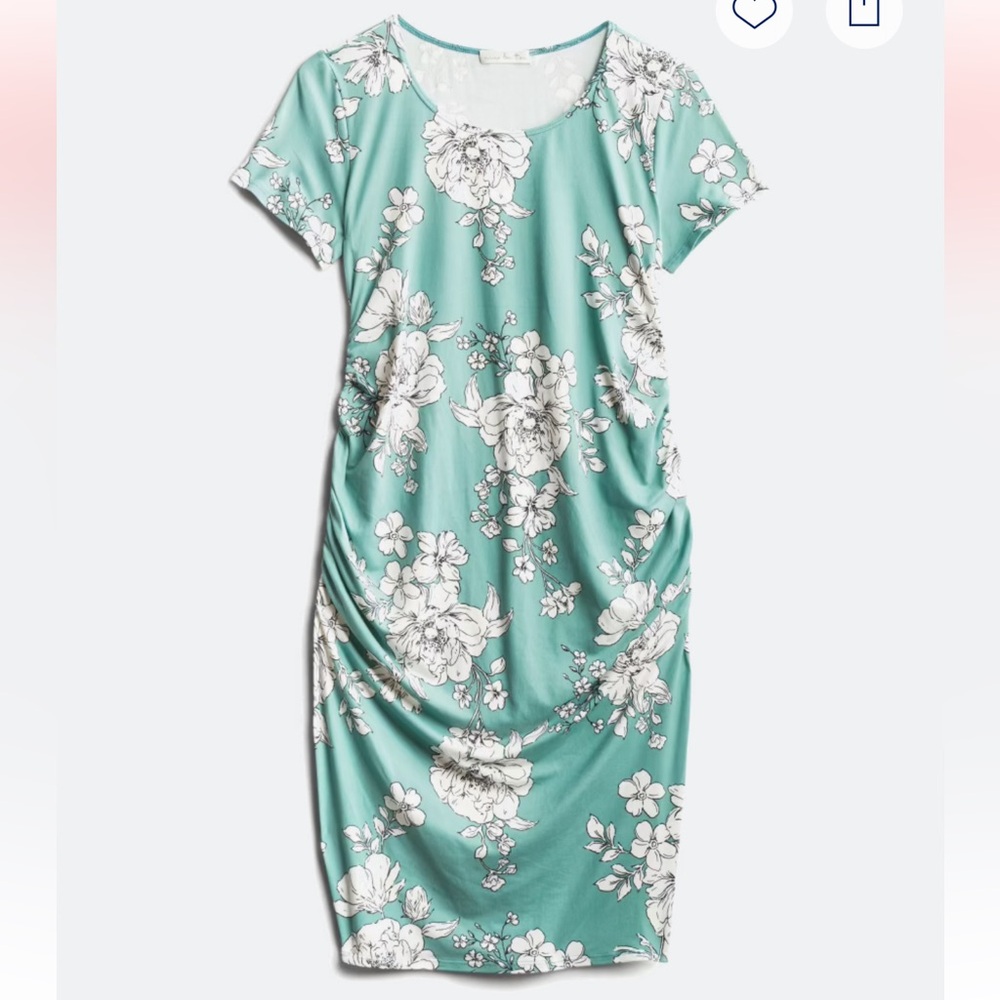 NINE BRITTON Hannah Maternity Fitted Short Sleeve Knit Dress Mint XS